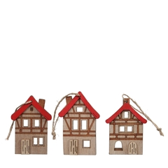Christmas Hanging House Wood 5.5*8.5cm