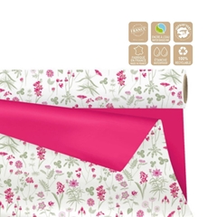 Cellophane Roll 80cm 25m Duo Mat Flowers Clayrt