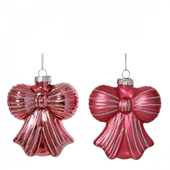 Christmas Bauble Hanging Bow 100mm Ass.