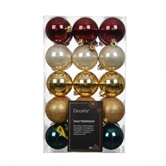 Christmas Bauble Ball Plastic 60mm X30 Ass.