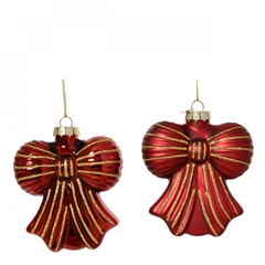 Christmas Bauble Hanging Bow 100mm Ass.
