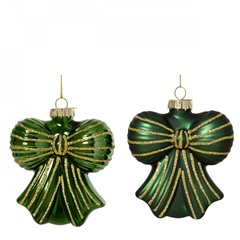 Christmas Bauble Hanging Bow 100mm Ass.