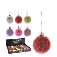 Christmas Bauble Macaron 6cm Ass.
