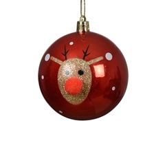 Christmas Bauble Ball Plastic Reindeer 80mm