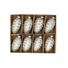 Christmas Bauble Pine Cone/glitter 85mm X8