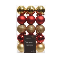 Christmas Bauble Ball Plastic 60mm X30 Ass.