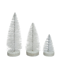 Christmas Tree Brush Glitter S/3 D12*21cm