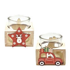 Christmas Glass Pot/tray Car D08*8cm Ass.