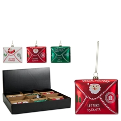 Christmas Bauble Envelope SantaMail 10cm Ass.