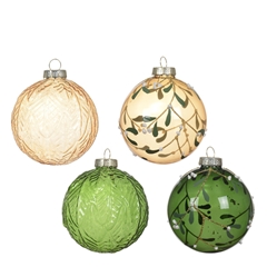 Christmas Bauble Ball Deco Leaf 80mm