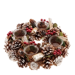 Christmas Glass Tealighth.Frost D30*9cm