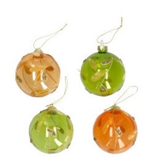 Christmas Bauble Ball Deco Leaf 80mm Ass.