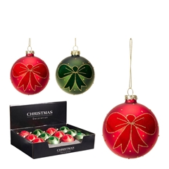 Christmas Bauble Ball 80mm Bow Ass.