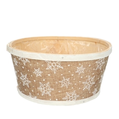 Christmas Wood Snowflake Tray D22*11cm