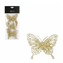 Christmas Deco Butterfly/clip 10cm X3