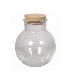 Glass Terrarium Ball Vase+cork D09/15*17cm