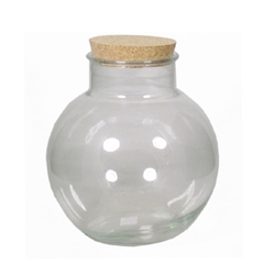 Glass Terrarium Ball Vase+cork D13/25*26.5cm