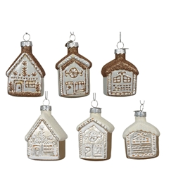 Christmas Bauble Hanging House 75mm 6ass.