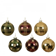 Christmas Bauble Ball Deco Glass Shiny 80mm Ass.