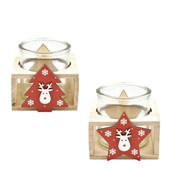 Christmas Glass Pot/tray Tree D08*8cm Ass.