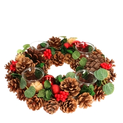 Christmas D34cm Wreath Tea Light Holder