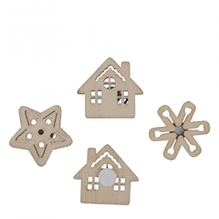 Christmas Natural Sticker Christm.wood 2.5cm X48