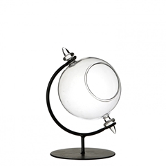 Glass Vase Ball On Stand Open D08*12cm