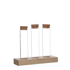 Glass Bottle Tray 3tube+cork D03*15cm