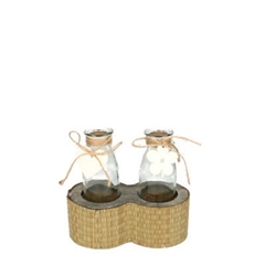 Glass Bottle Container+2bottle 16*8*15cm