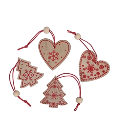 Christmas Hanging Christmas Wood 5cm Ass