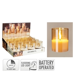 Candle Led Glass D7.5*10cm Ex.AA