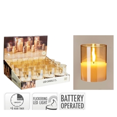Candle Led Glass D7.5*15cm Ex.AA