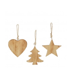 Christmas Natural Hanging Wood D10cm Ass.