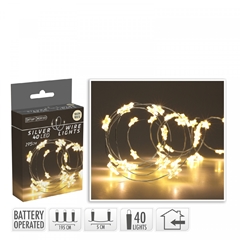 Christmas Led Wire Star 40L 195cm (ex.batt)