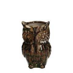 Autumn Ceramica Vase Owl 10.5*10*16cm