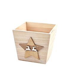Christmas Wood Star Tray D13*12cm