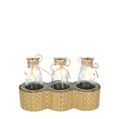 Glass Bottle Container+3bottle 23*8*15cm