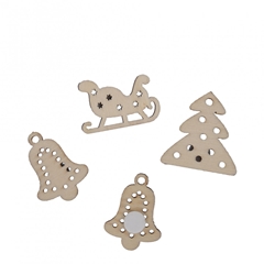Christmas Sticker Christm. Wood 2.5cm X48 Ass.