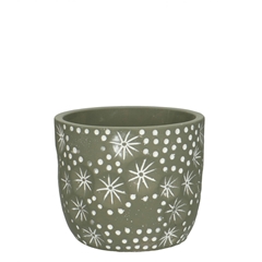 Christmas Ceramics Pot Flake/star D14*13cm