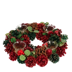 Christmas D34cm Wreath Tea Light Holder