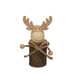 Christmas Natural Reindeer Wood D07*16cm