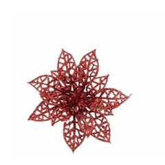 Christmas Deco Clip Poinsettia 8cm X6