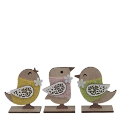 Spring Deco Bird Wood 8*4.5*12cm