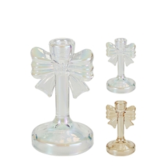 Christmas Candle Holder Bow 15cm Ass.